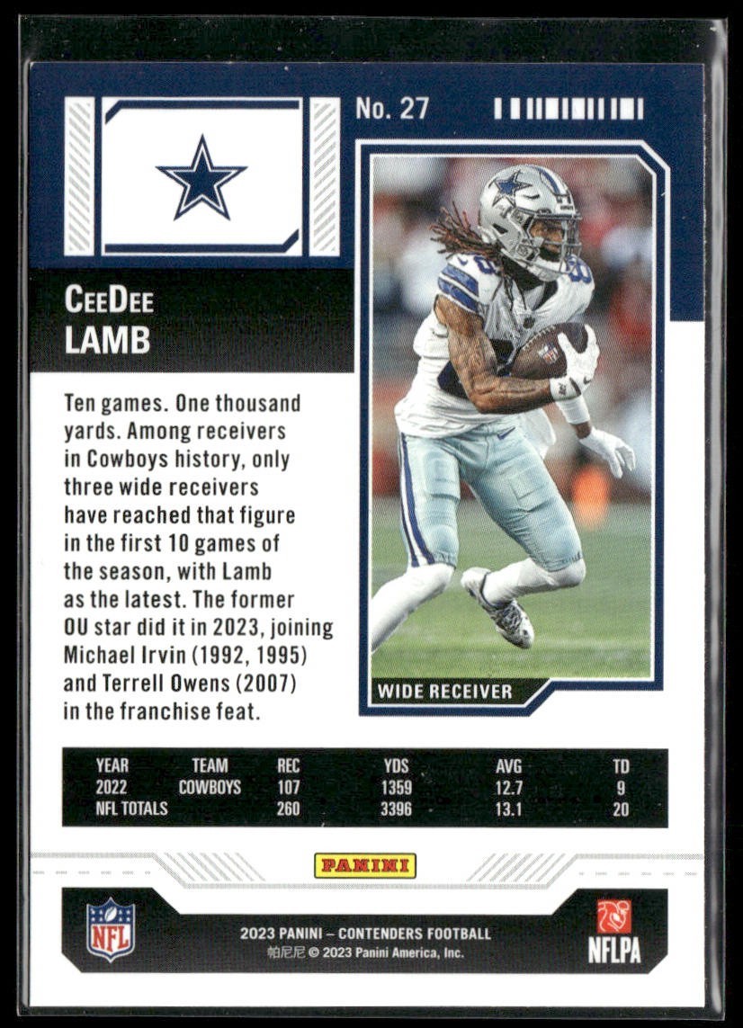 CeeDee Lamb Player Lot Bundle 10 Different Football Cards CDL002 Cowboys 2 RC back