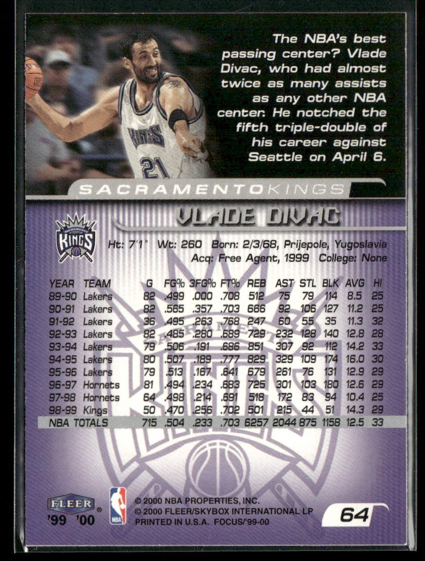 Vlade Divac Player Lot Bundle 10 Basketball Cards VD001 Lakers Hornets back