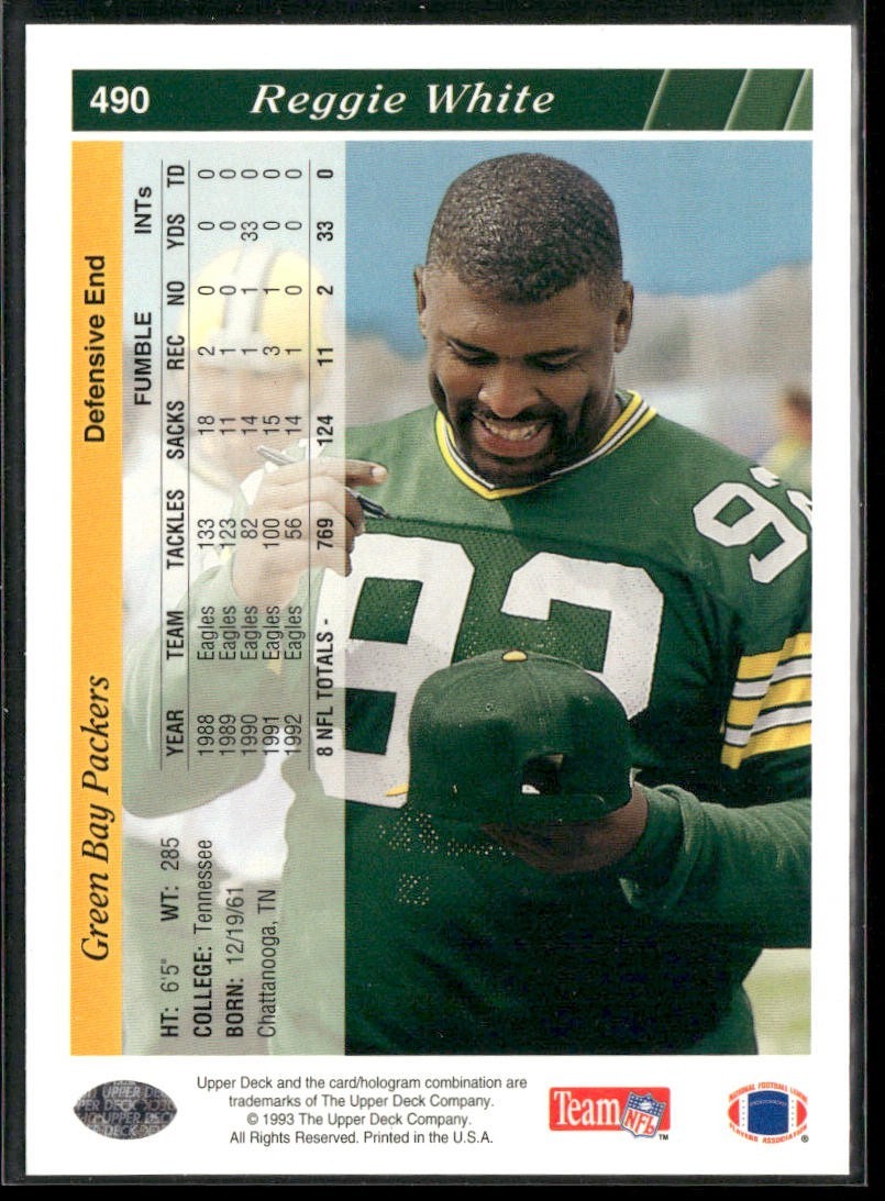 Reggie White Player Lot Bundle 10 Different Football Cards RW007 Eagles Packers back
