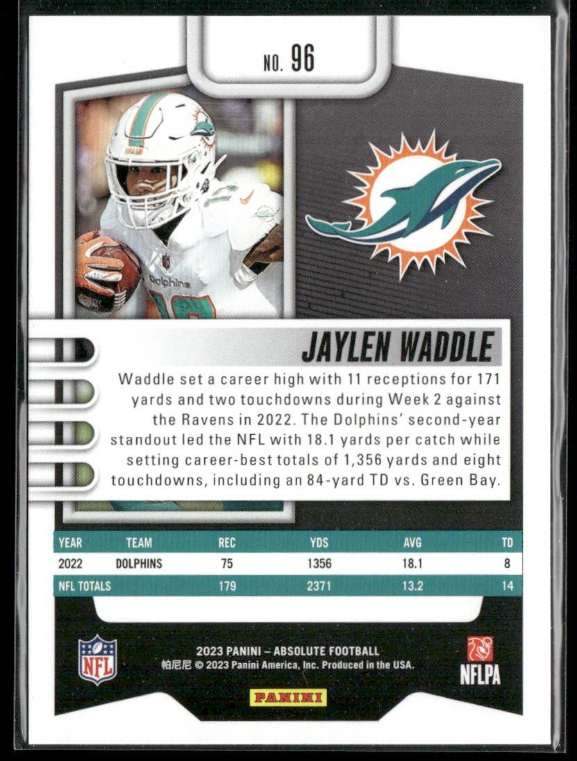 Jaylen Waddle Player Lot Bundle 10 Different Football Cards JW003 Dolphins 2 RC back