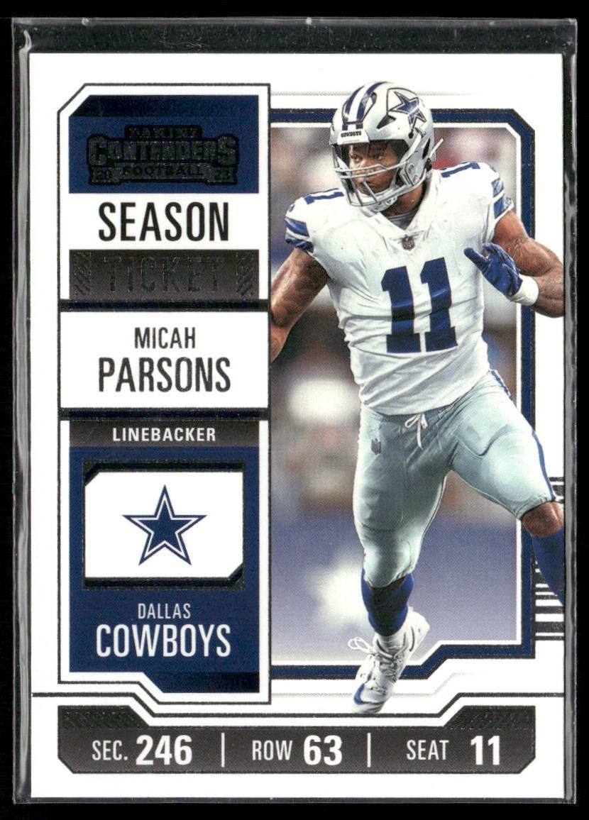 Micah Parsons Player Lot Bundle 10 Different Football Cards MP001 Cowboys back