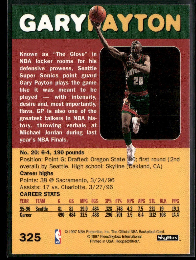 Gary Payton Player Lot Bundle 10 Basketball Cards GP002 Supersonics back