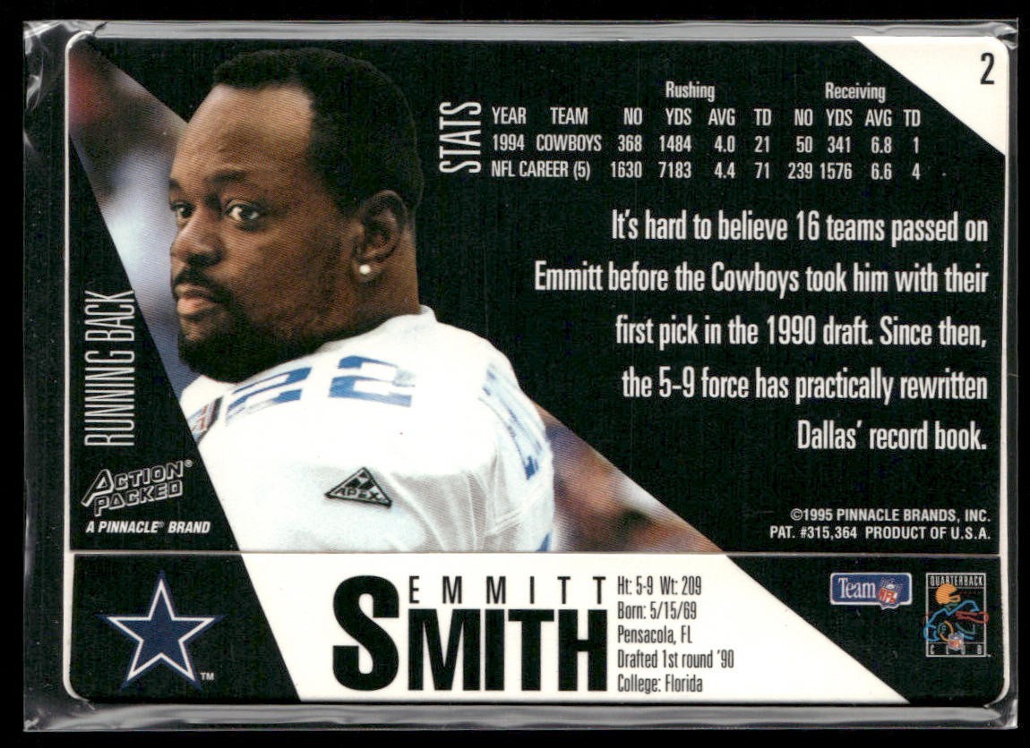 Emmitt Smith Player Lot Bundle 10 Different Football Cards ES005 Cowboys back