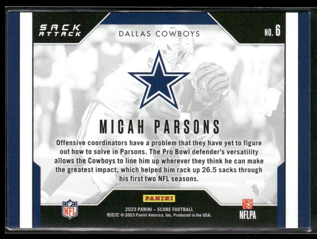 Micah Parsons Player Lot Bundle 10 Different Football Cards MP003 Cowboys 3 RC back