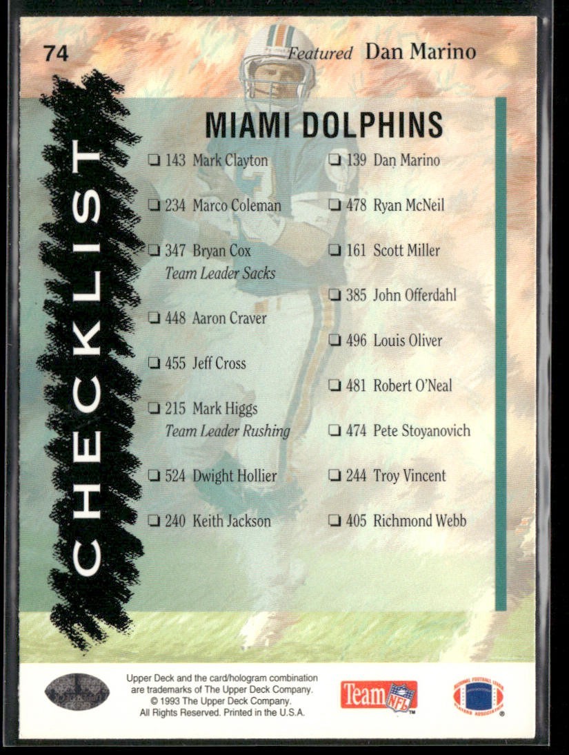 Dan Marino Player Lot Bundle 10 Different Football Cards DM006 Dolphins back