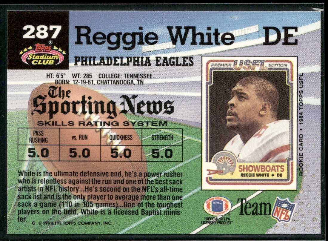 Reggie White Player Lot Bundle 10 Different Football Cards RW003 Eagles Packers back