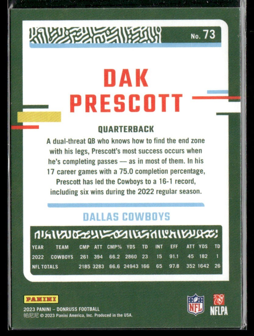 Dak Prescott Player Lot Bundle 10 Different Football Cards DP003 Cowboys back