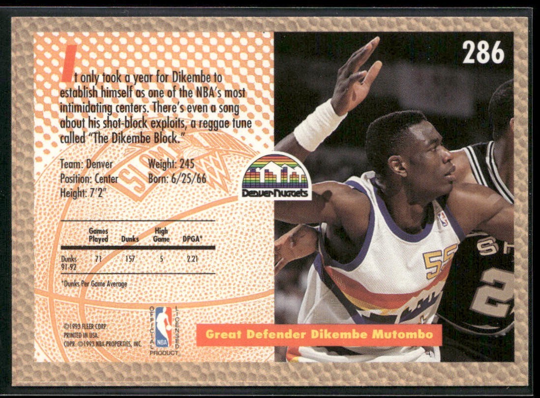 Dikembe Mutombo Player Lot Bundle 10 Basketball Cards DM002 Nuggets Hawks back