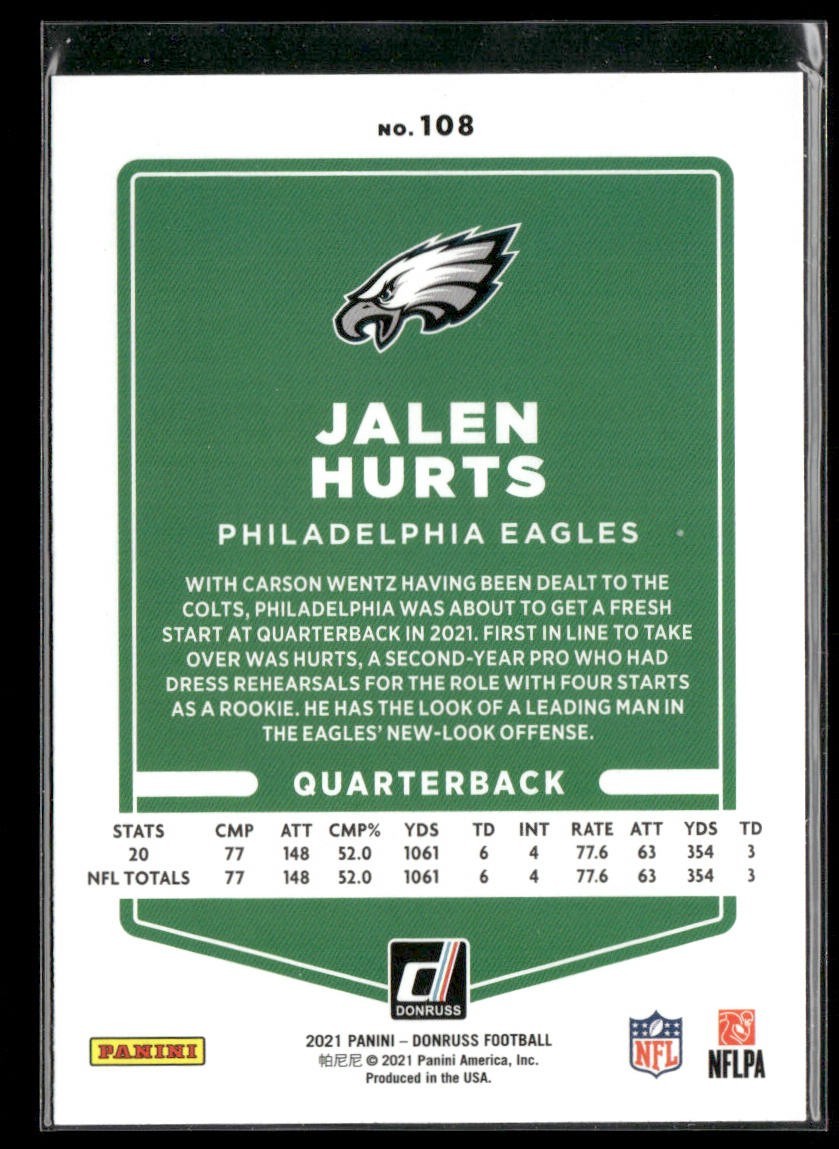 Jalen Hurts Player Lot Bundle 10 Different Football Cards JH003 Eagles back