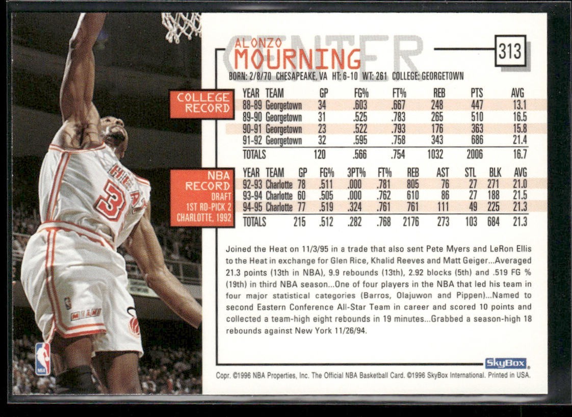 Alonzo Mourning Player Lot Bundle 10 Different Basketball Cards AM003 Heat back