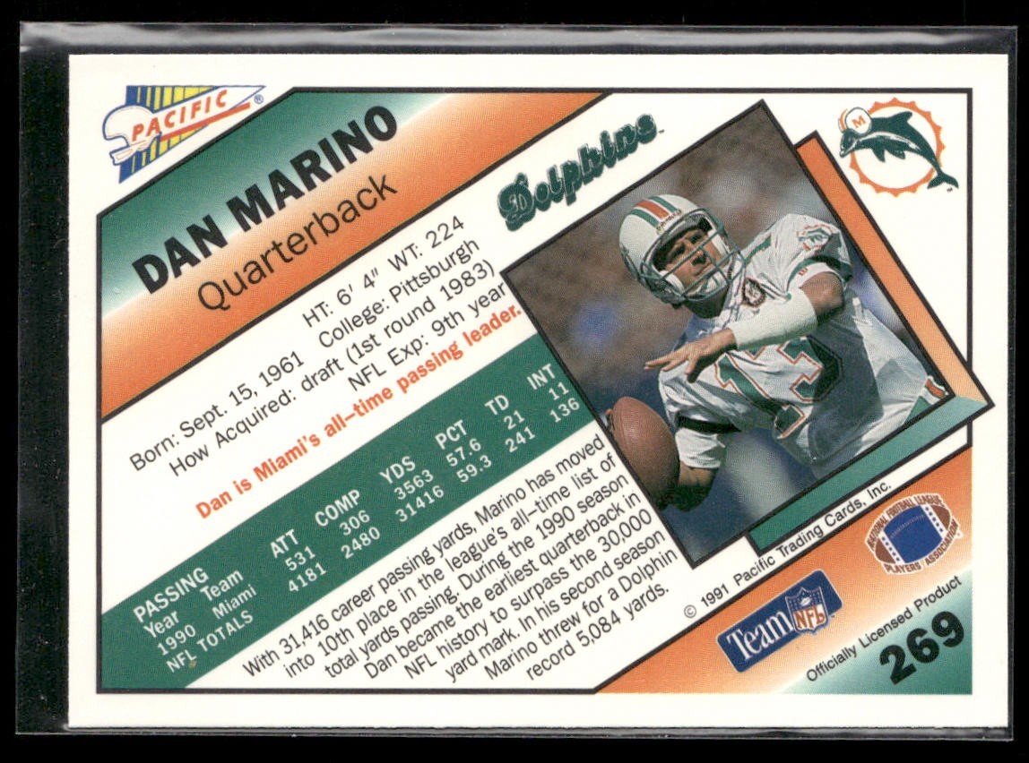 Dan Marino Player Lot Bundle 10 Different Football Cards DM003 Dolphins back