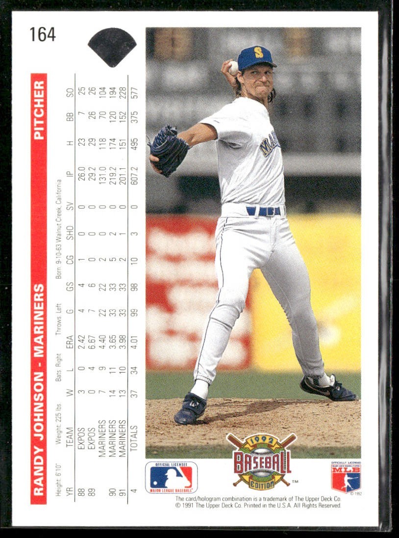 Randy Johnson Lot Bundle 10 Different Baseball Cards RJ002 Mariners back