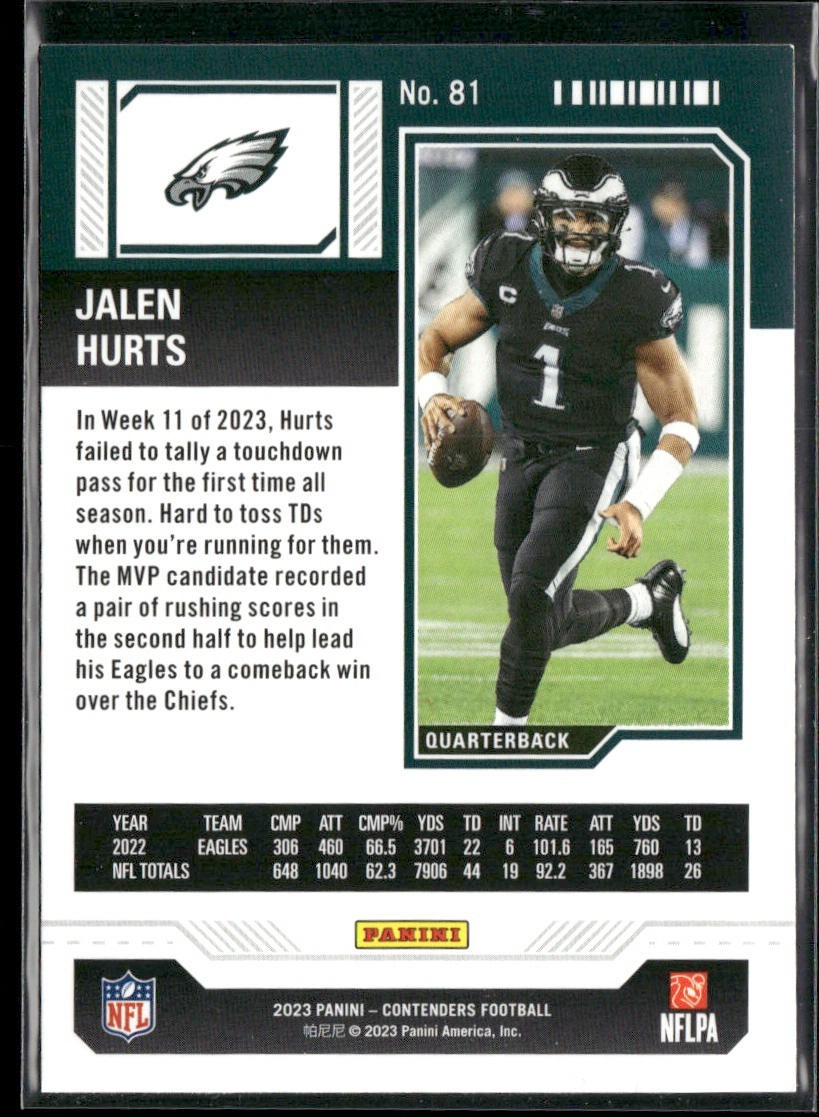 Jalen Hurts Player Lot Bundle 10 Different Football Cards JH001 Eagles back