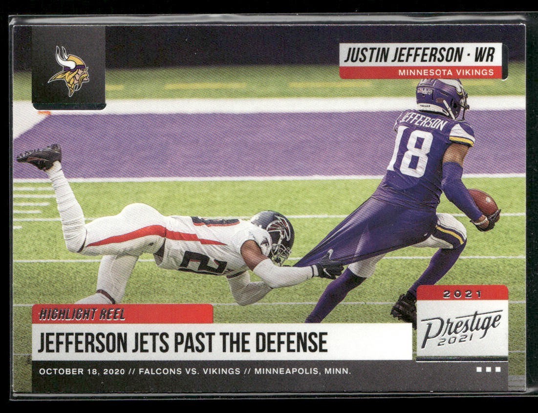 Justin Jefferson Player Lot Bundle 10 Different Football Cards JJ003 Vikings back