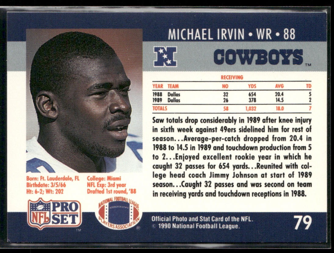Michael Irvin Player Lot Bundle 10 Different Football Cards MI003 Cowboys back