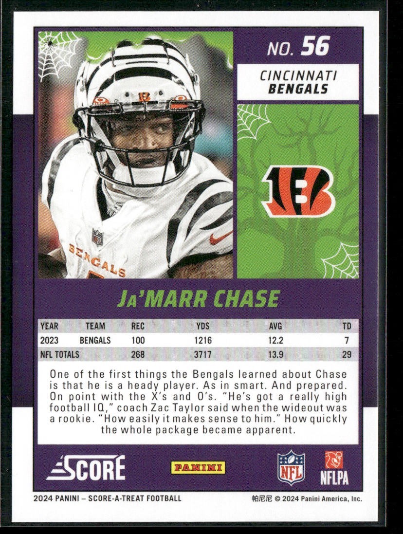 Ja'Marr Chase Player Lot Bundle 10 Different Football Cards JC004 Bengals 4 RC back