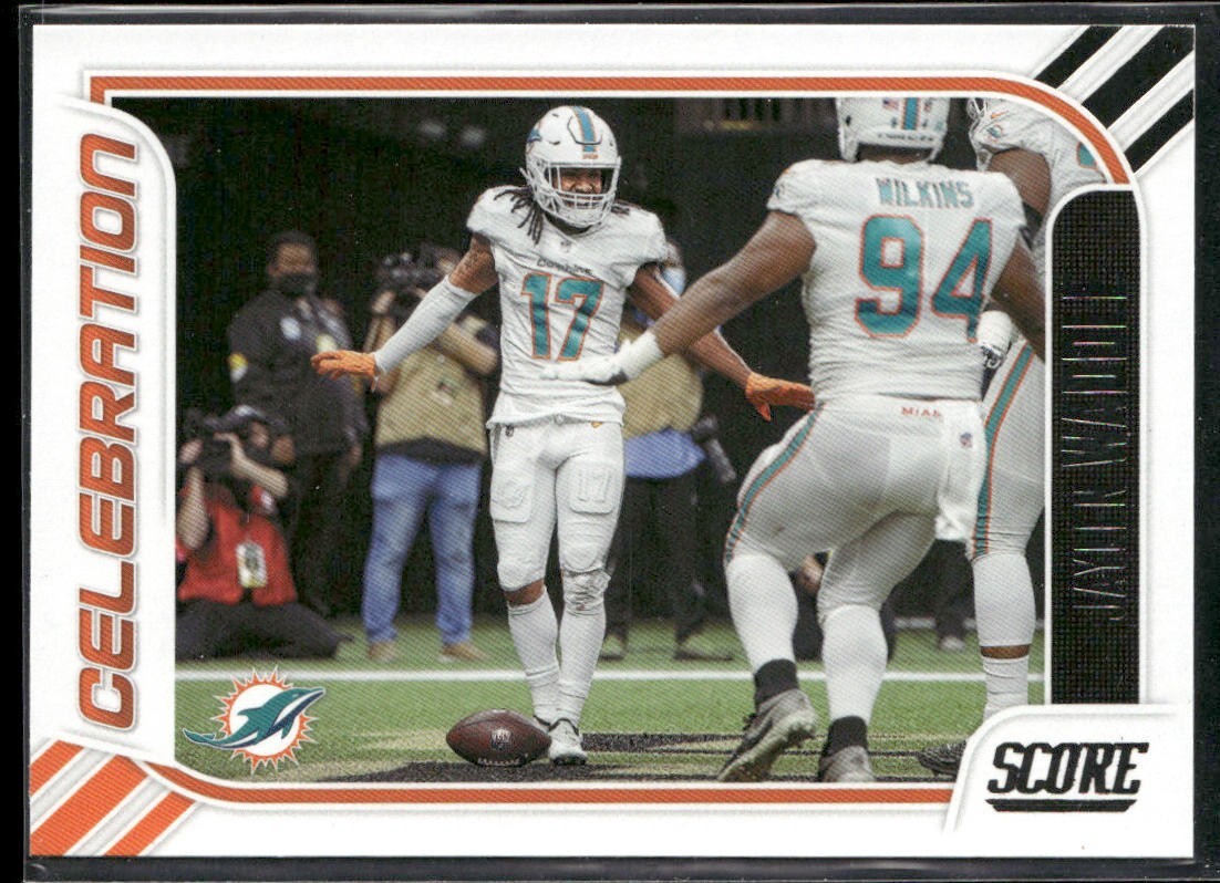 Jaylen Waddle Player Lot Bundle 10 Different Football Cards JW002 Dolphins 1 RC back