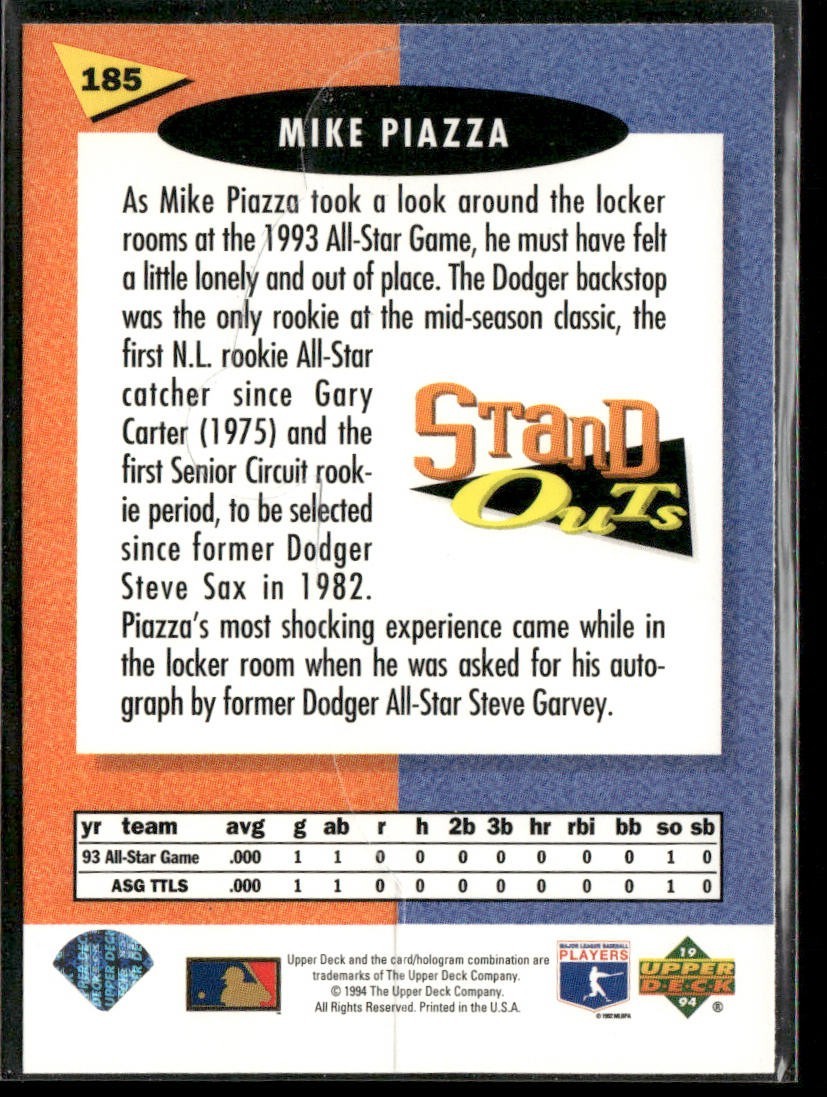 Mike Piazza Player Lot Bundle 10 Different Baseball Cards MP001 Dodgers Mets back