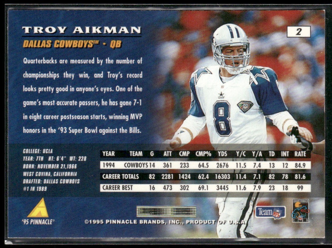 Troy Aikman Player Lot Bundle 10 Different Football Cards TA006 Cowboys back