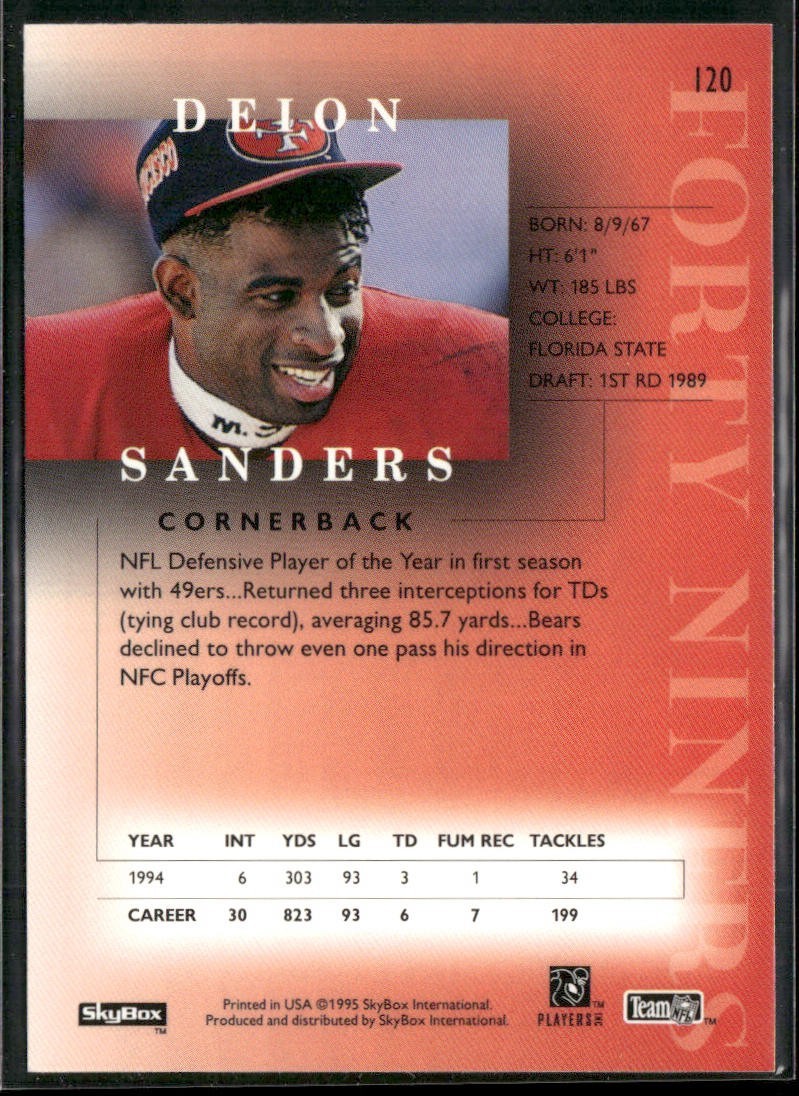 Deion Sanders Player Lot Bundle 10 Different Football Cards DS001 Falcons 49ers back