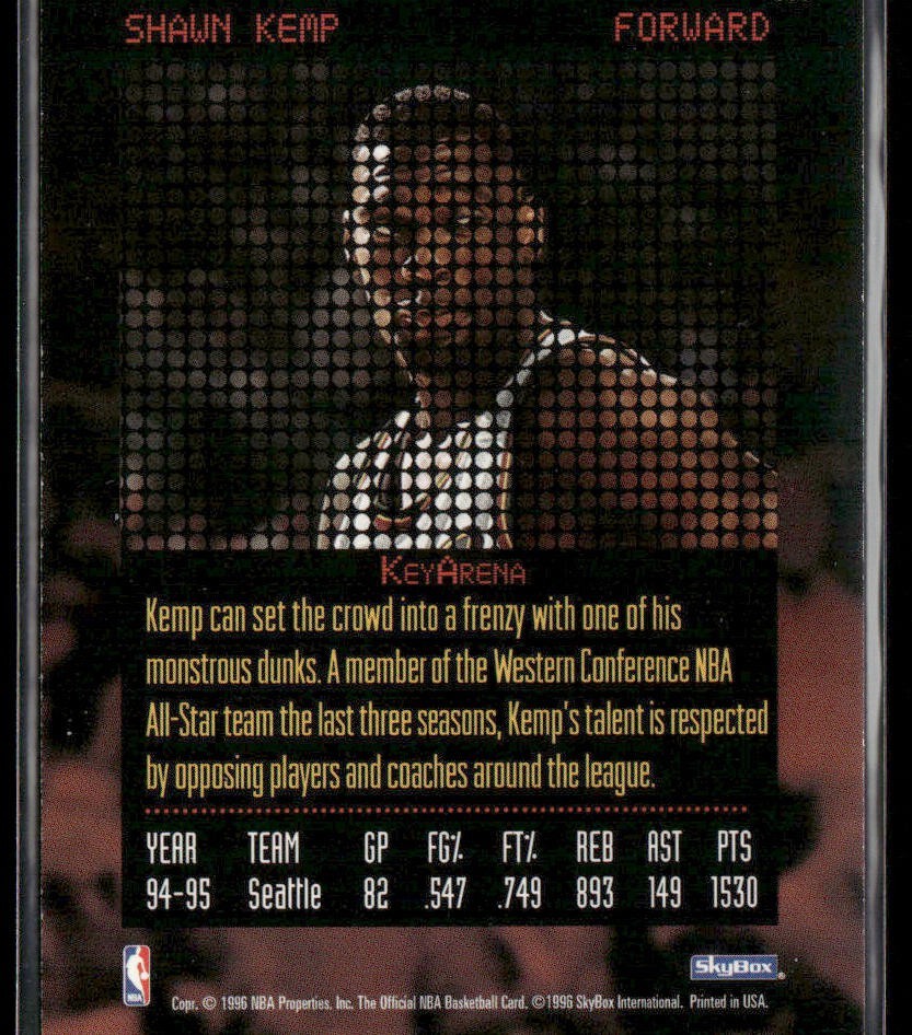 Shawn Kemp Player Lot Bundle 10 Basketball Cards SK001 Supersonics Cavs 1 RC back