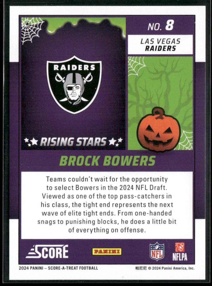 Brock Bowers Player Lot Bundle 8 Different ROOKIE Football Cards BB001 Raiders back