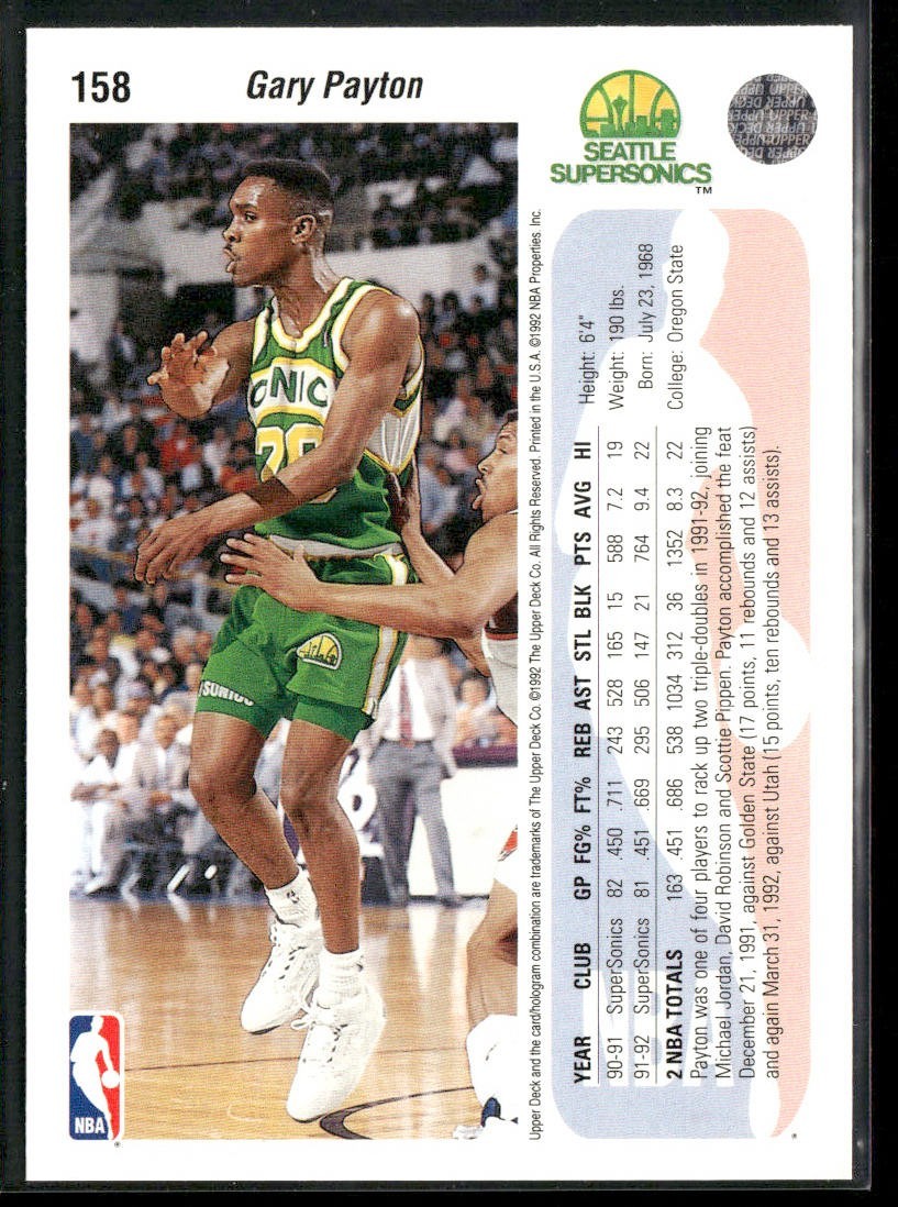 Gary Payton Player Lot Bundle 10 Basketball Cards GP003 Supersonics back