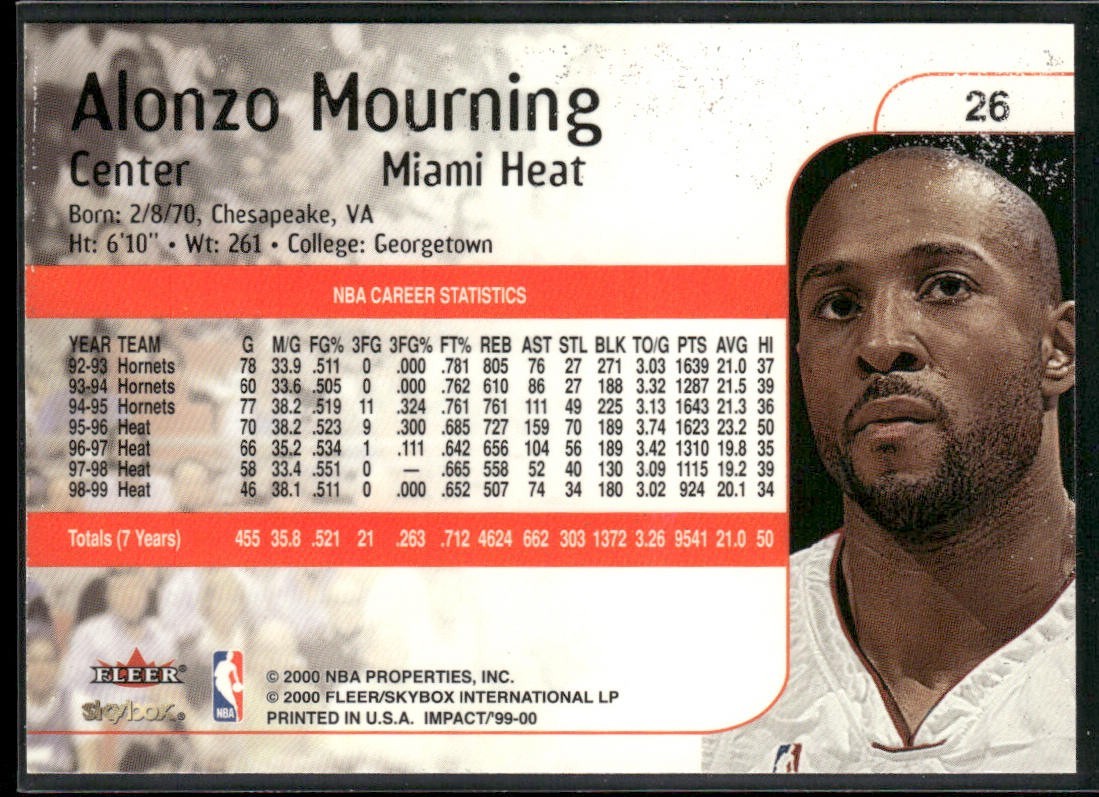 Alonzo Mourning Player Lot Bundle 10 Different Basketball Cards AM005 Heat back