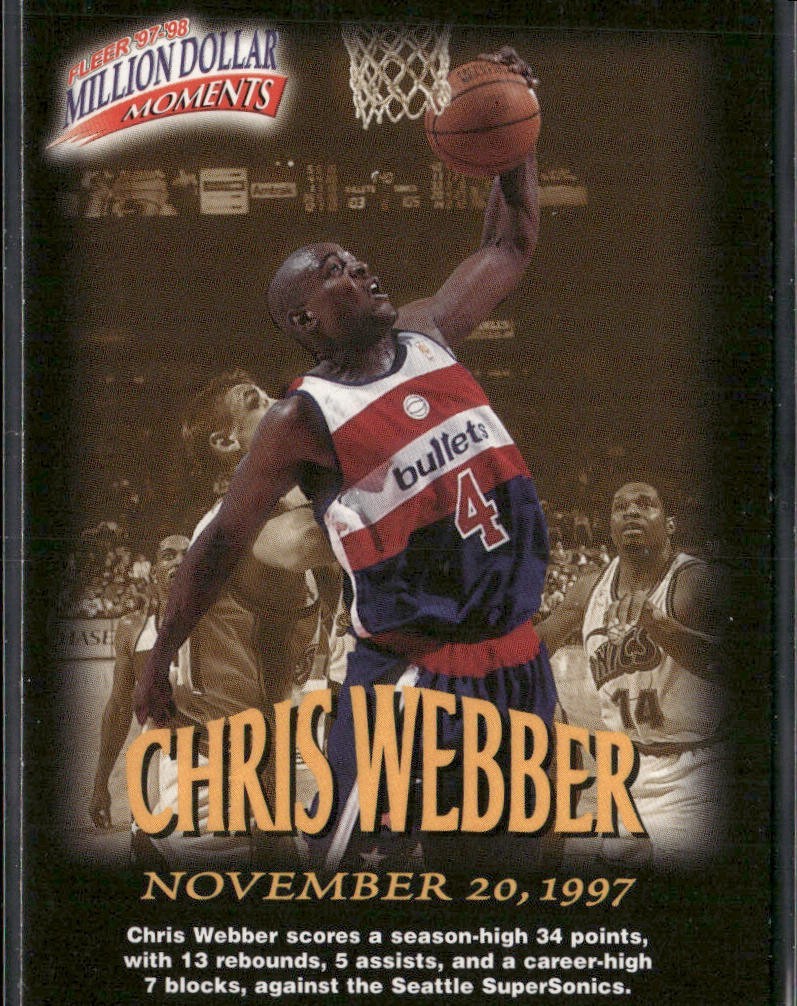 Chris Webber Player Lot Bundle 10 Basketball Cards CW004 Warriors 2 RC back