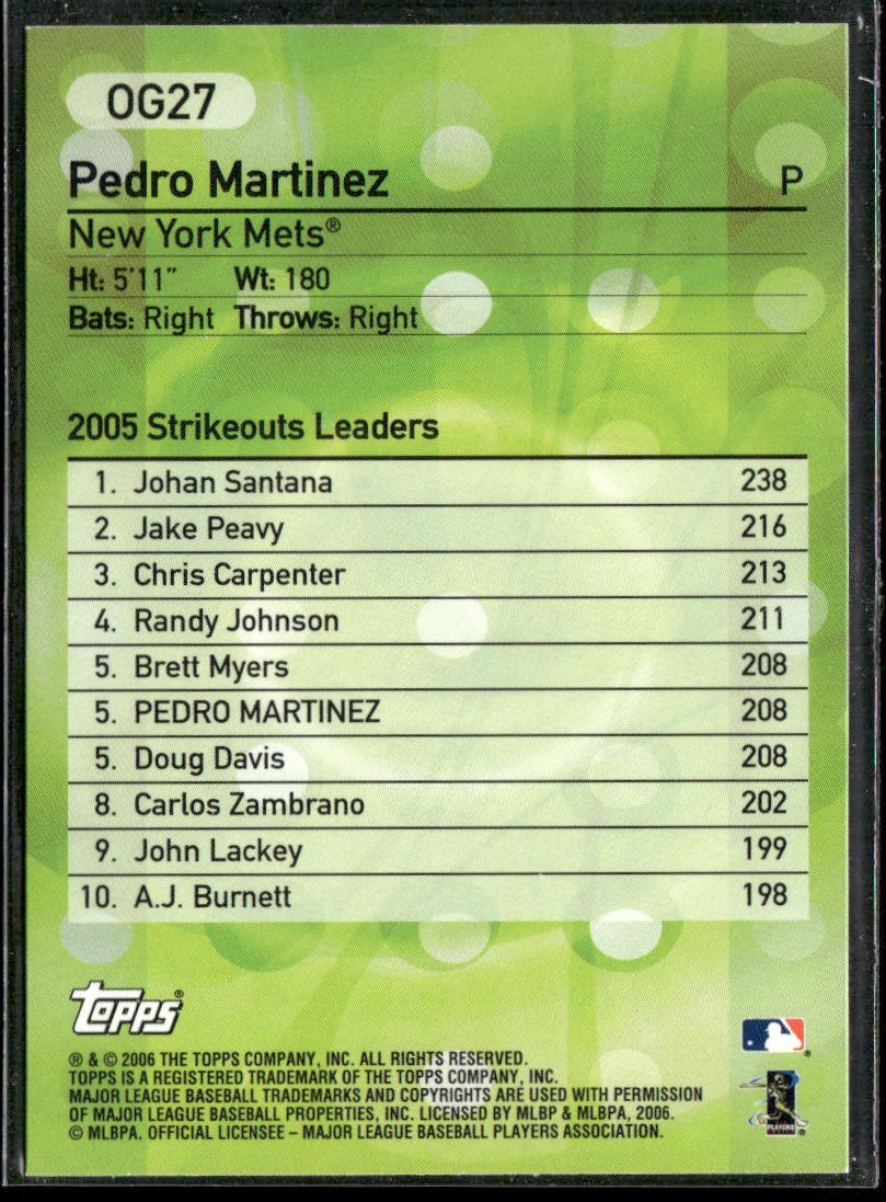 Pedro Martinez Player Lot Bundle 10 Different Baseball Cards PM001 Red Sox back