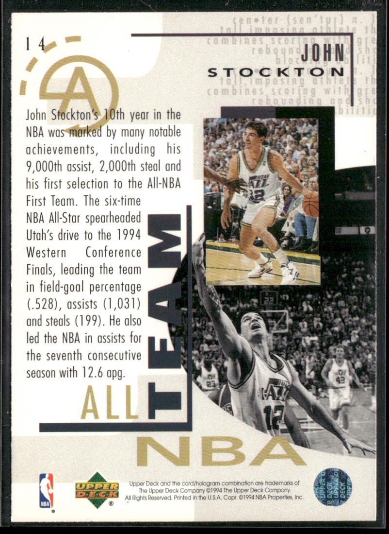 John Stockton Player Lot Bundle 10 Basketball Cards JS004 Utah Jazz back