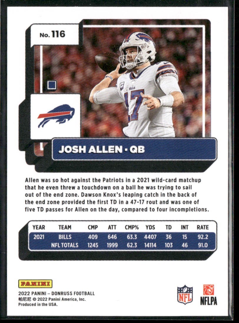 Josh Allen Player Lot Bundle 10 Different Football Cards JA001 Bills back