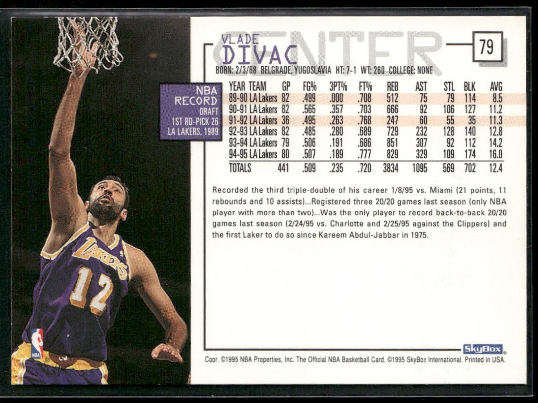 Vlade Divac Player Lot Bundle 10 Basketball Cards VD004 Lakers Hornets back