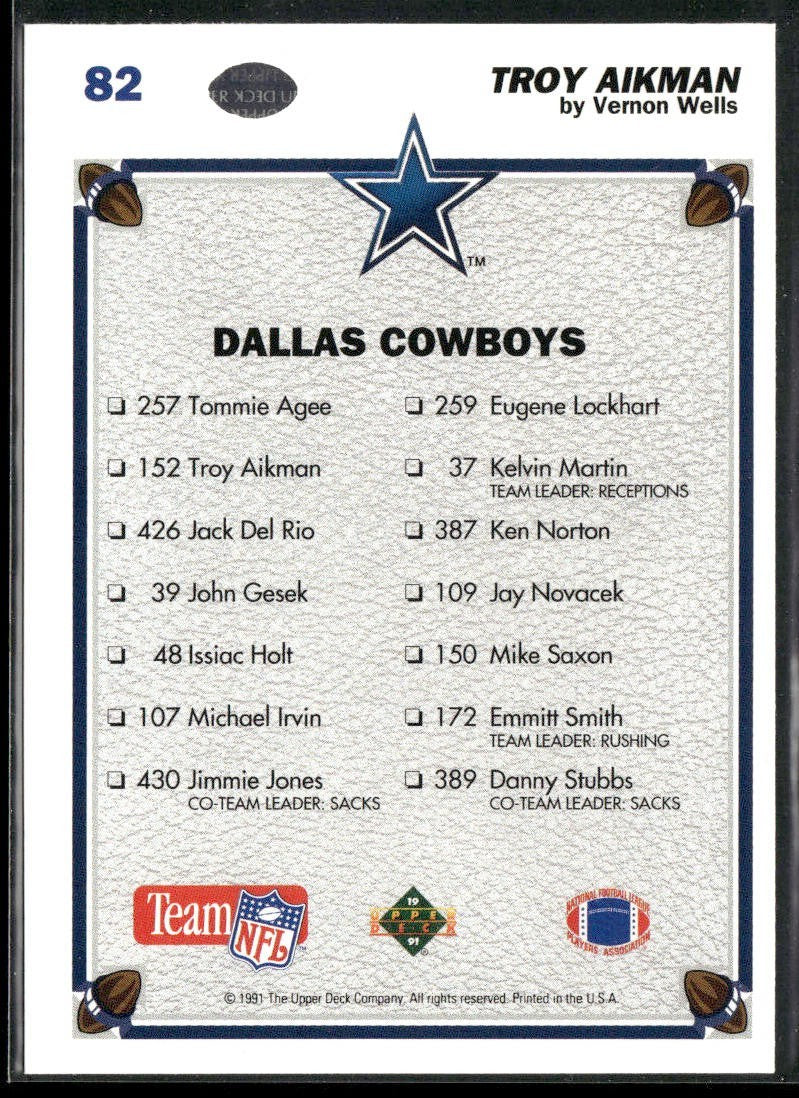 Troy Aikman Player Lot Bundle 10 Different Football Cards TA003 Cowboys back