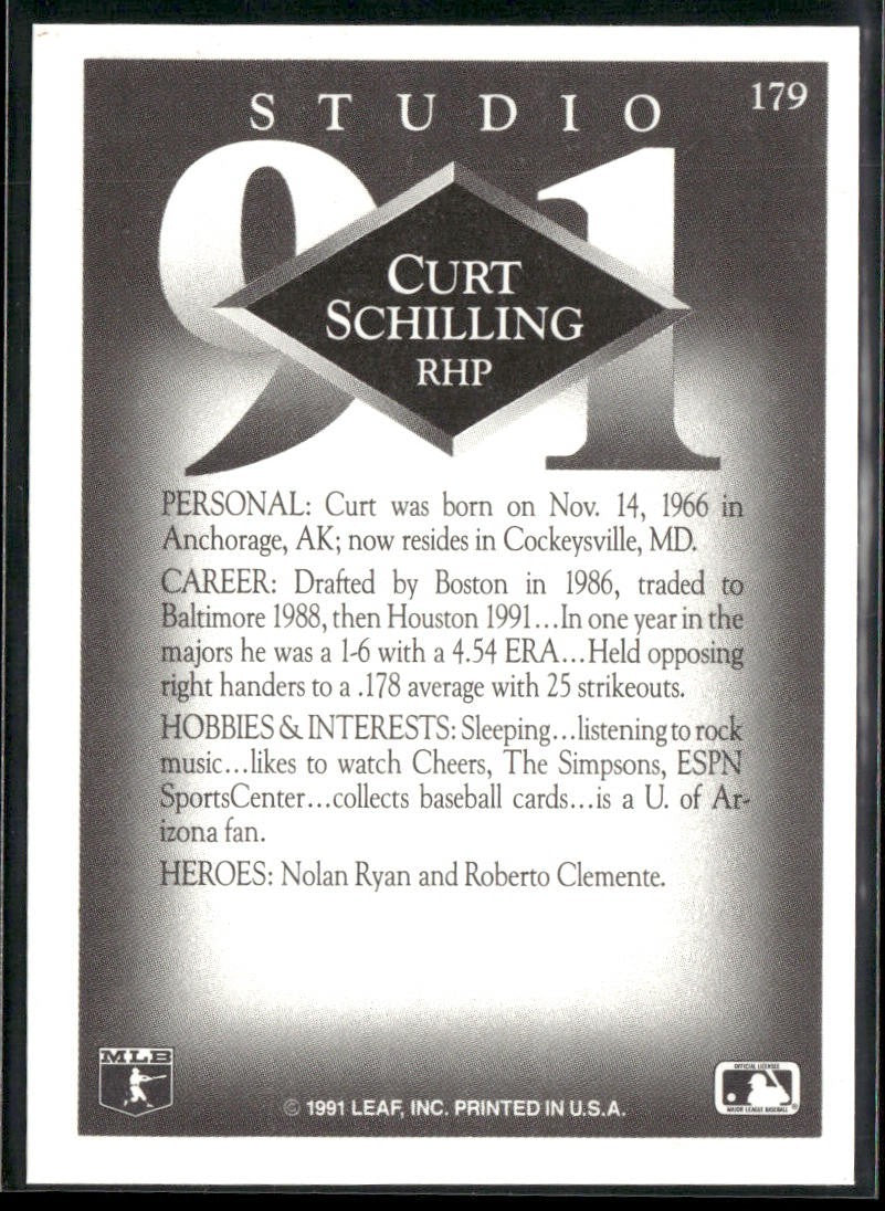 Curt Schilling Player Lot Bundle 10 Different Baseball Cards CS001 Orioles back