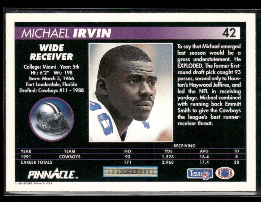 Michael Irvin Player Lot Bundle 10 Different Football Cards MI007 Cowboys back