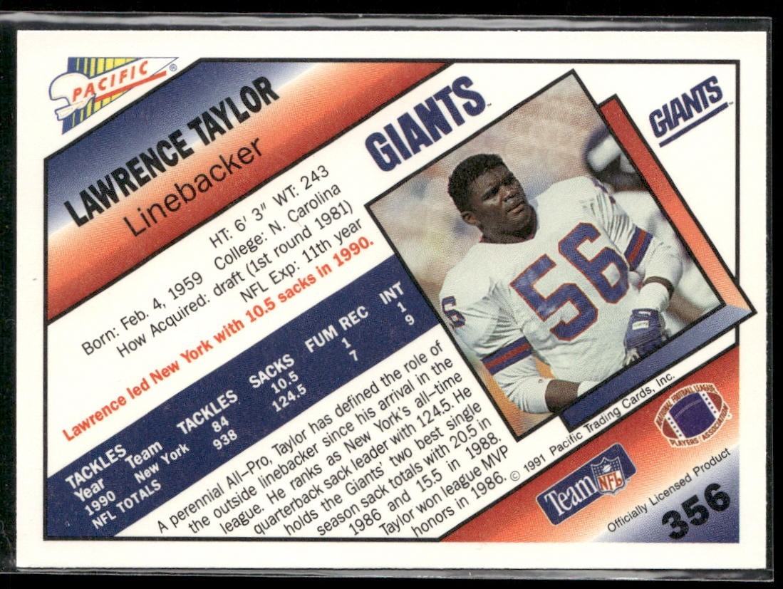 Lawrence Taylor Player Lot Bundle 10 Different Football Cards LT003 Giants back