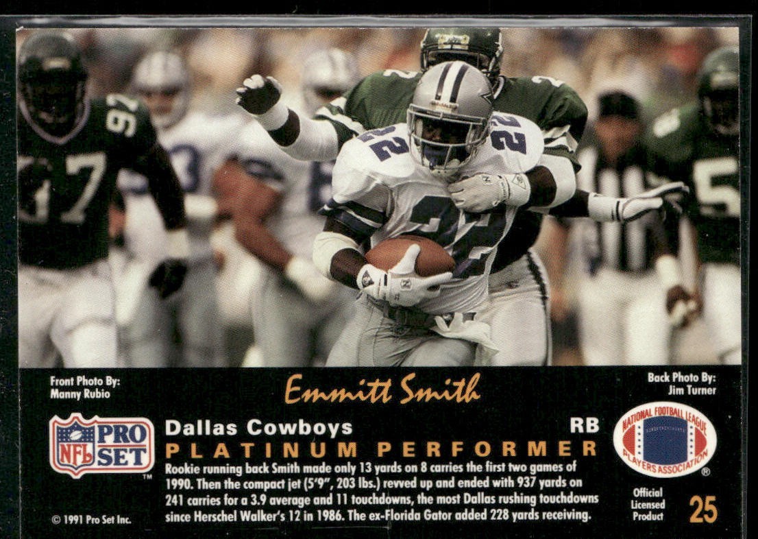 Emmitt Smith Player Lot Bundle 10 Different Football Cards ES003 Cowboys back