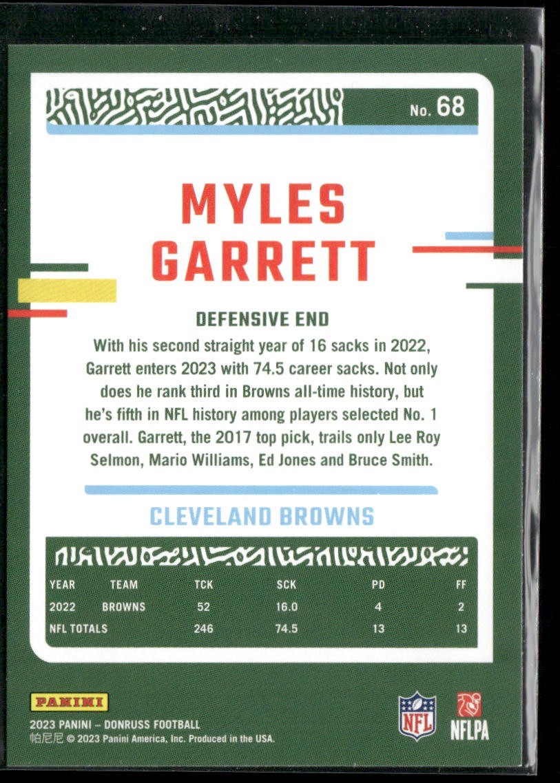 Myles Garrett Player Lot Bundle 10 Different Football Cards MG001 Browns back