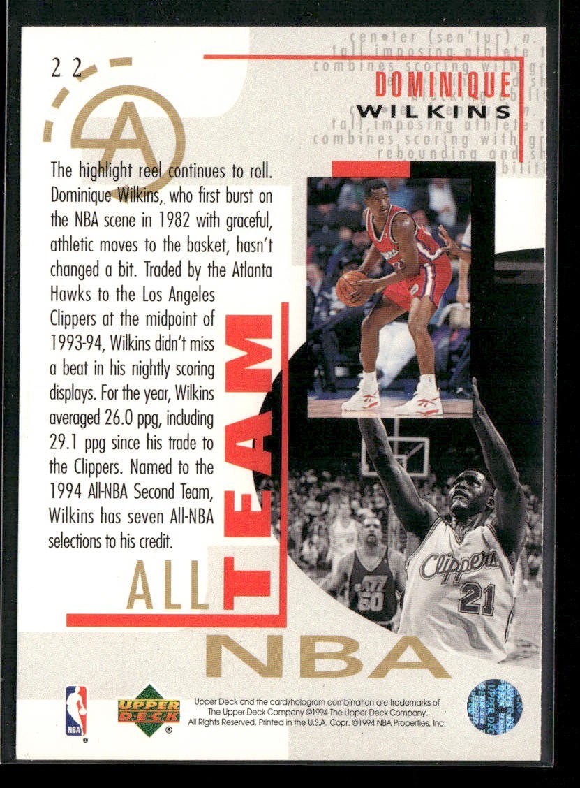 Dominique Wilkins Player Lot Bundle 10 Basketball Cards DW002 Hawks back