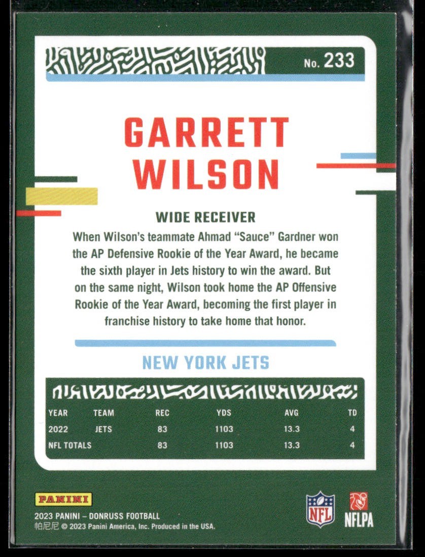 Garrett Wilson Player Lot Bundle 10 Different Football Cards GW002 Jets 4 RC back