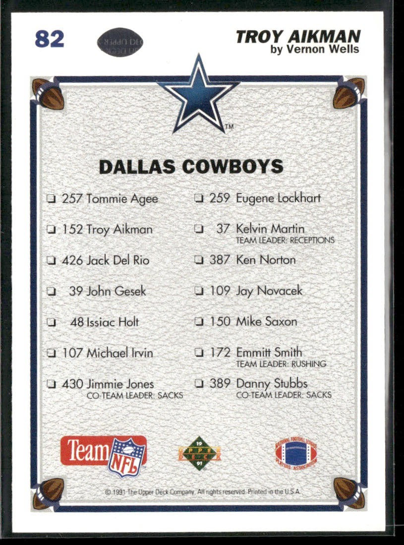 Troy Aikman Player Lot Bundle 10 Different Football Cards TA009 Cowboys back