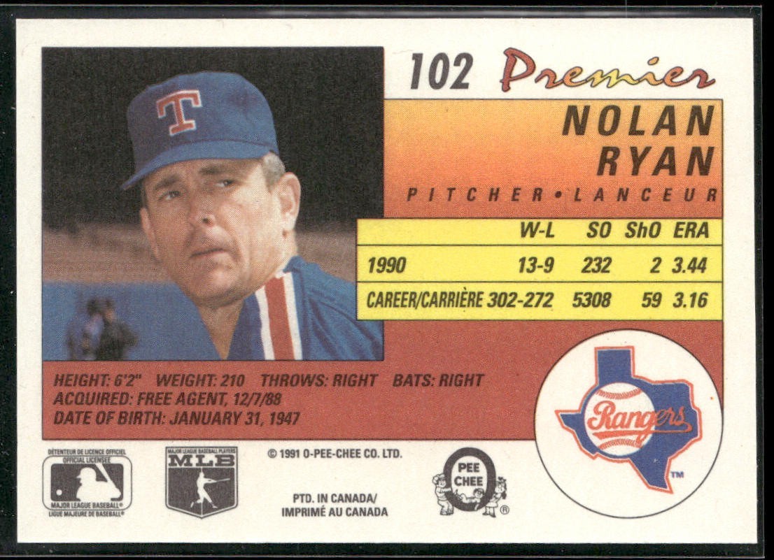 Nolan Ryan Player Lot Bundle 10 Different Baseball Cards NR004 Rangers back