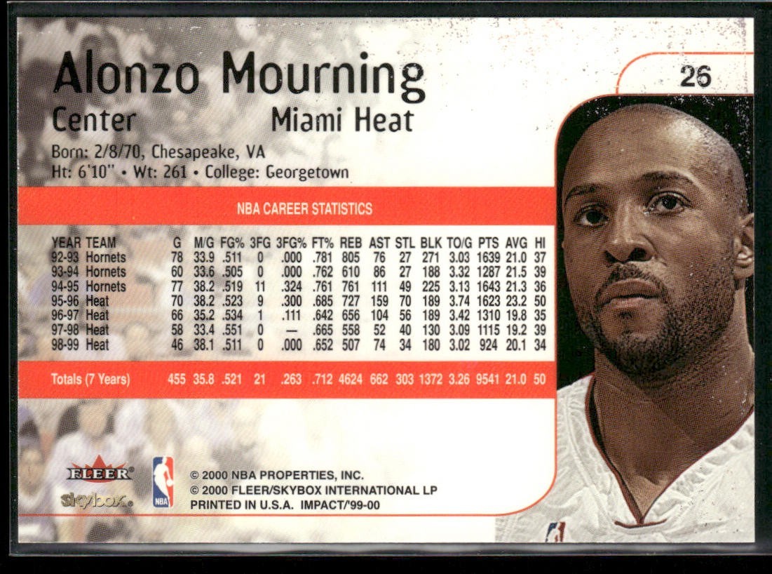 Alonzo Mourning Player Lot Bundle 10 Different Basketball Cards AM004 Heat back