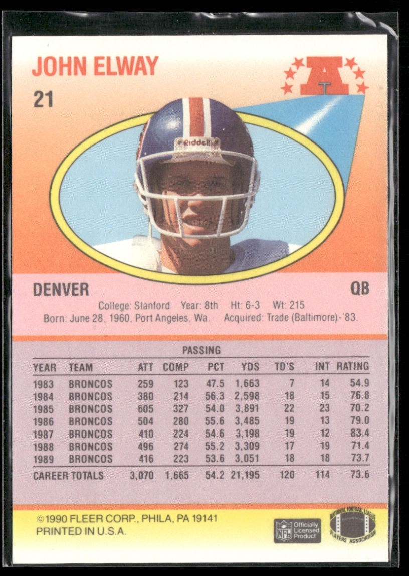 John Elway Player Lot Bundle 10 Different Football Cards JE007 Broncos back