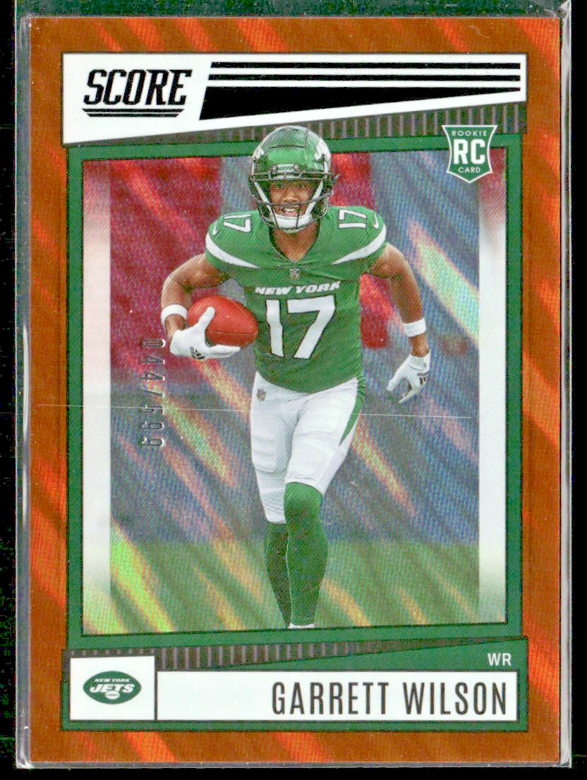 Garrett Wilson 2022 Panini Score Lava RC #386 /599 New York Jets front