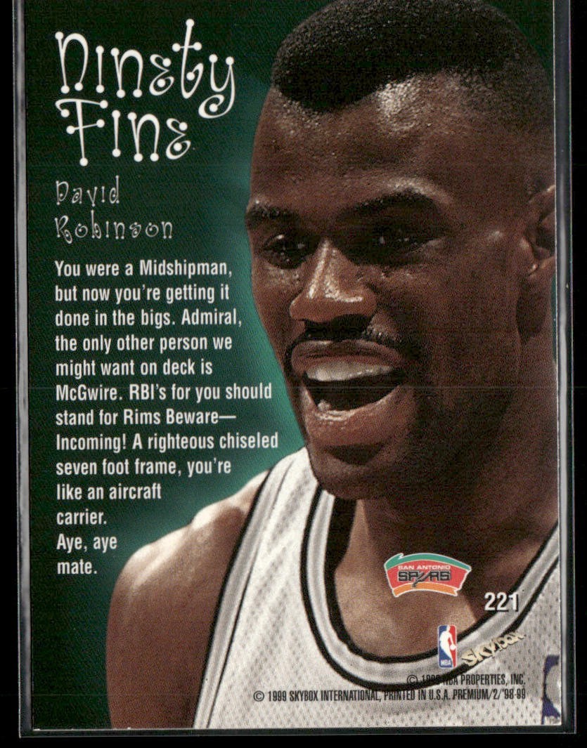 David Robinson Player Lot Bundle 10 Basketball Cards DR005 Spurs back
