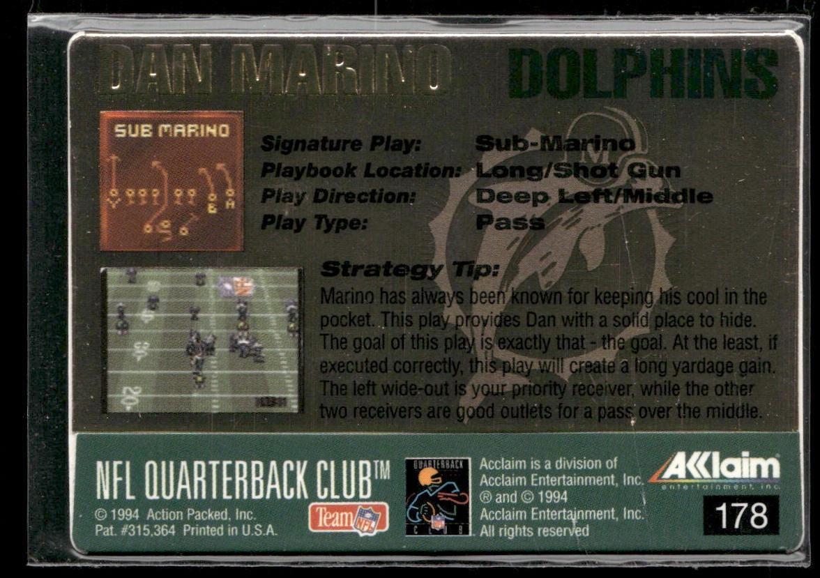 Dan Marino Player Lot Bundle 10 Different Football Cards DM007 Dolphins back