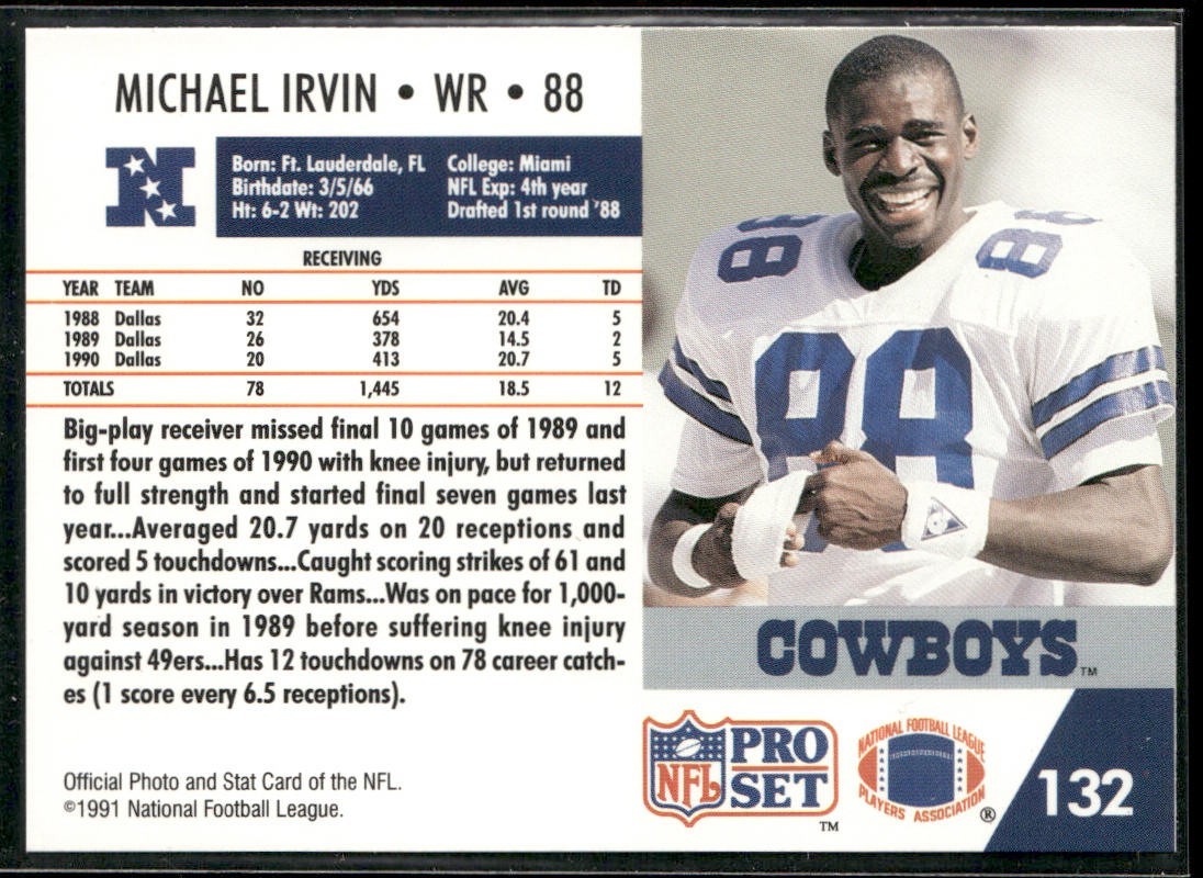 Michael Irvin Player Lot Bundle 10 Different Football Cards MI003 Cowboys back