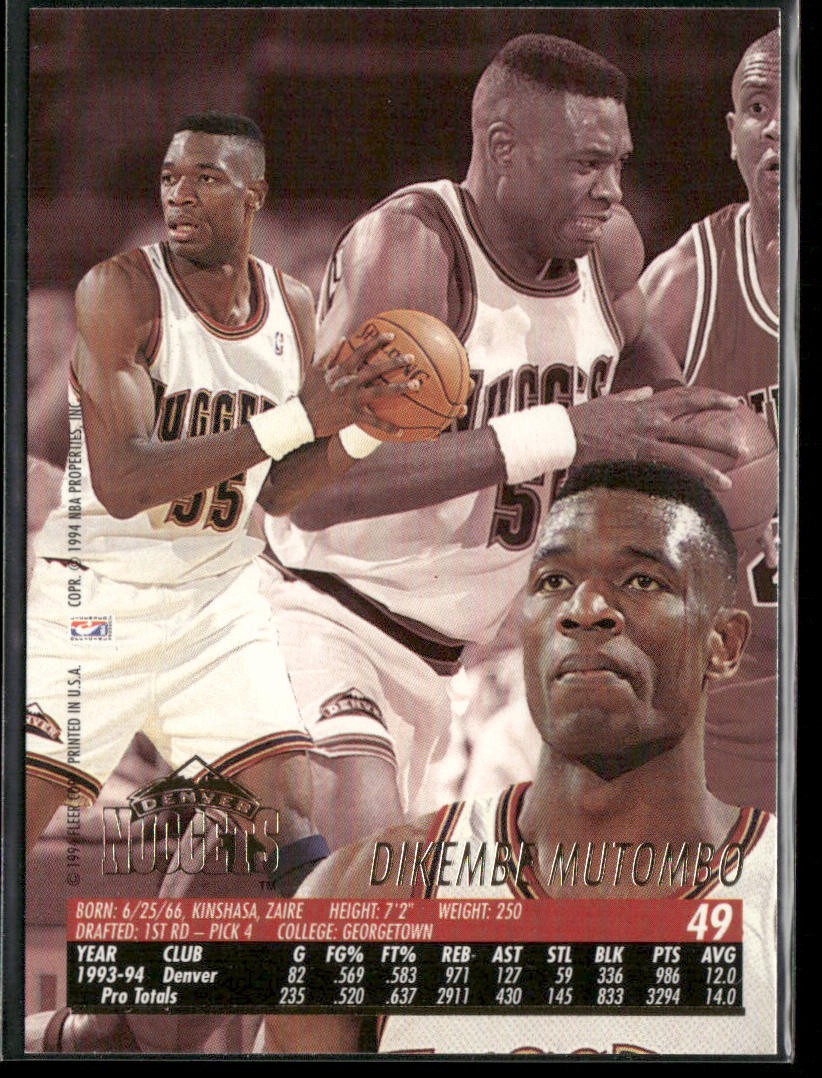 Dikembe Mutombo Player Lot Bundle 10 Basketball Cards DM003 Nuggets Hawks 1 RC back